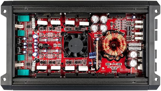 SXE-1200.4/BK Car Amplifier Stereo Full-Range Class A/B 4-Channel 60x4 RMS @4 OHM 1200 Watts - Powerful and Compact Amp for Speakers in Car Audio System