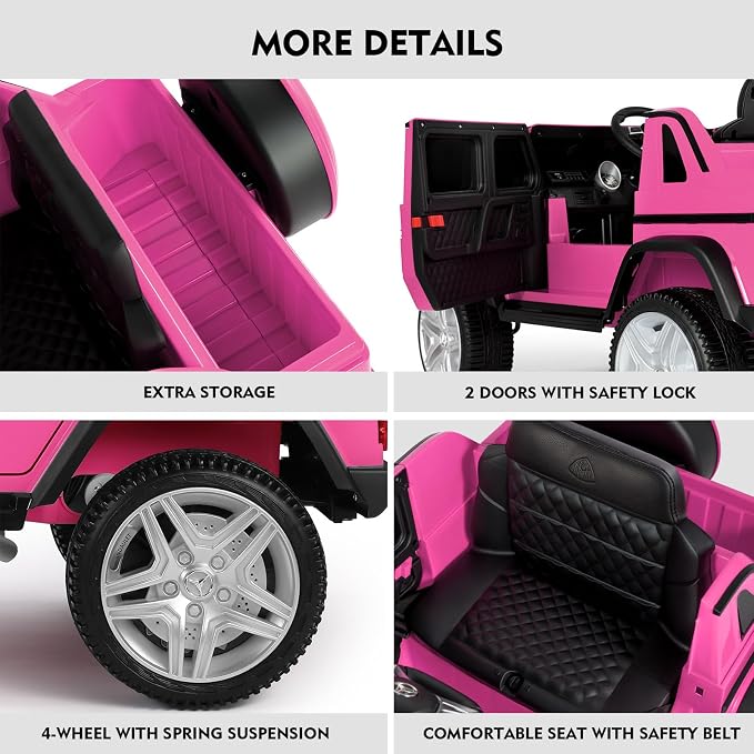 Ride On Cars, Licensed Mercedes-Benz Maybach G650S, 12V7AH Battery Powered Toy Electric Car for Kids W/LED Underglow Lights,Remote Control, 2 Motors, 3 Speeds, Music, Bluetooth,Horn, Rose Pink