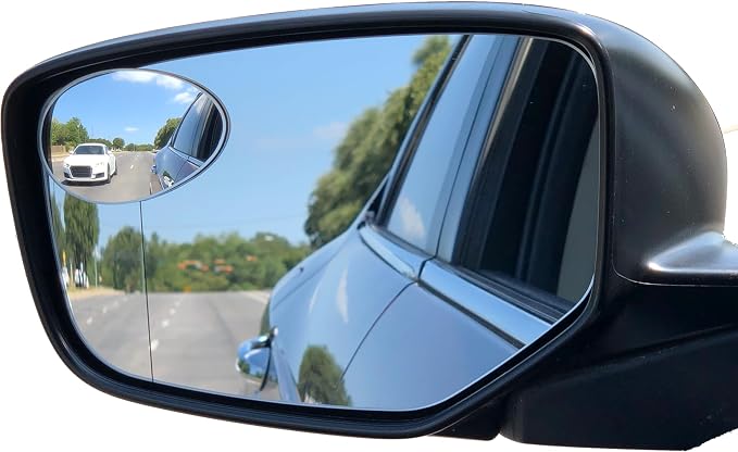 Blind Side Mirrors for the Car - Convex Semi Oval HD Glass, 2-Pack | Rear View Blind Spot Mirror - Adjustable/Fixed - Convex Car Mirror