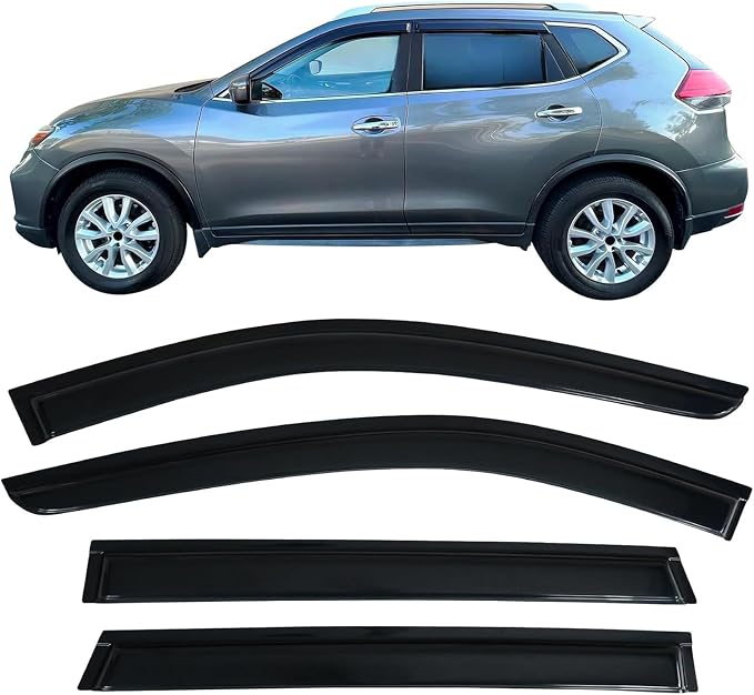 Window Visors Rain Guards for 2021-2025 Nissan Rogue S/SV/SL/Platinum | Window Wind Deflectors Vent Visors | Anti-UV & Noise Reduction | Easy Installation & Weatherproof Design