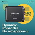 GM-DX874 1,200 Watts Class D Powerhouse Amplifier, 4-Channel Amp, Variable Low-Pass Filter, Compact Design, and Remote Bass Boost Control