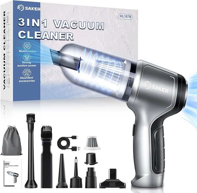 Car Vacuum Portable Cordless Handheld Car Vacuum 15000PA High Power with Brushless Motor and Blower for Cars,Office,Home Cleaning HL107B