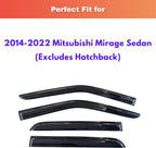 KPY Rain Guards Fit for 2014-2022 Mitsubishi Mirage Sedan, Out-Channel Window Visors Vent Wind Deflectors 4PC, Car Accessories for 14-22 Mirage Sedan (Excludes Hatchback)