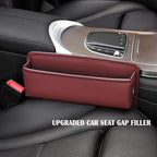 Universal Fit Car Gap Filler 2 pack, Premium Leather Seat Gap Filler Organizer, Car SUV Truck Essentials (Burgundy 2 PC)