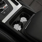Car Trash Bag Snow Leopard Print Hanging Back of Seat Car Portable Trash Bag Snow Leopard Print Waterproof One-Handed Portable Strap Drawstring Garbage Bags 2 Pieces Car Coasters