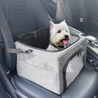 Dog Booster Car Seat, Reinforce Metal Frame Safe Pet Car Seat with Seatbelt & Waterproof Pee Pad & Top Cover | Portable Collapsible Puppy Carrier Bag | for Small Medium Dogs Cats up to 15lbs