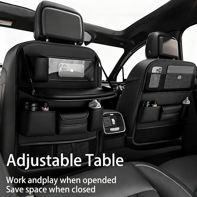 Car Seat Organizers,Multi-functional Back Seat Protectors, Storage Pouches, and Tray Holders (for Cars, Kids, Seat Back and Rear Seats)（Black1 Pcs）