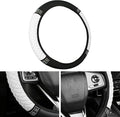 Bling Car Steering Wheel Cover, 15 Inch Rhinestones Soft Leather Elastic Steering Wheel Protector, Sparkly Crystal Diamond for Women, Car Interior Accessories for Most Cars (White)
