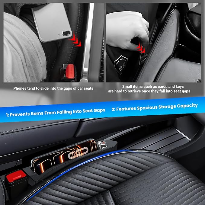 Half-Sized Seat Gap Filler Compatible with Ford F150 F250 F350 F450| Zero Obstruction to Lower Center Console Storage | Anti-Drop Organizer | Window Breaker Interior Accessories