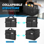 Trunk Organizer for SUV, Large Capacity Car Organizer and Storage with 4 Compartment, Foldable Trunk Organizer for Car, 60L Black