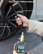 Digital Tire Pressure Gauge - Backlit Display, 200 PSI Accurate Tire Gauge - Hold Function, Long Hose, Dual Head Air Chuck, 4 Units, Bleed Valve, AAA Battery, for Car Truck RV
