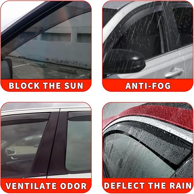 4PCS in-Channel Rain Guards Fit for Ford Maverick 2022 2023 2024 2025 2026, Front and Rear Window Visors Wind Deflectors, Vent Shade Weather Shield for 2022-2026 Maverick Accessories