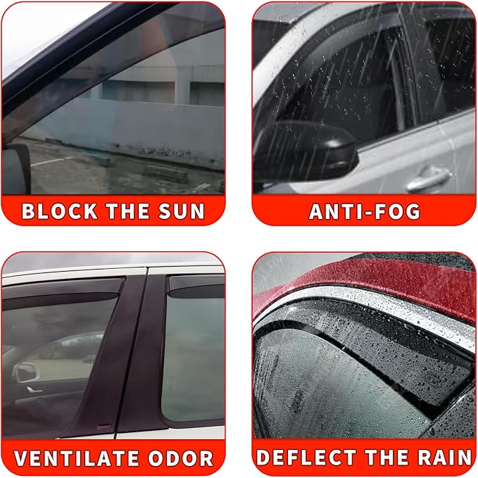 in Channel Rain Guards Fit for 2021 2022 2023 2024 2025 2026 Chevrolet (Chevy) Tahoe/GMC Yukon/Cadillac Escalade, Durable Window Wind Deflectors, Smoke Tinted Vent Window Visors Shades, 4PCS