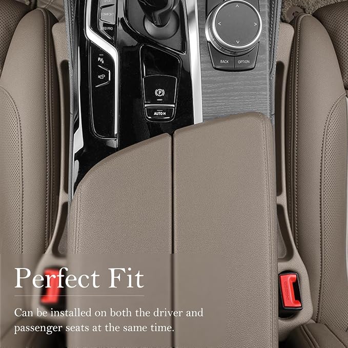 Car Seat Gap Filler 2-Pack, Universal Car Seat Gap Filler Organizer, Seat Gap Plug – Fills Gap Between Seat & Console (Beige)