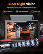 4K Dual Dash Cam with WiFi GPS, Voice Control, 4K+1080P Front and Inside Car Camera, UHD Night Vision, Dash Camera for Cars with 3" IPS Touch Screen, 24H Parking Mode, G-Sensor, 32GB Card