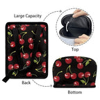 Black Cherry Pattern Car Trash Can with Lid, Leak Proof Auto Trash Bag Hanging Vehicle Garbage Can Multipurpose Storage Container for Back Seat Road Trip