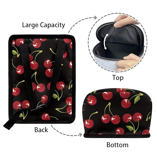Black Cherry Pattern Car Trash Can with Lid, Leak Proof Auto Trash Bag Hanging Vehicle Garbage Can Multipurpose Storage Container for Back Seat Road Trip