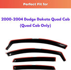 KPY Rain Guards Fit for 2000-2004 Dodge Dakota Quad Cab, in-Channel Window Visors Vent Wind Deflectors 4PC, Truck Accessories for 00-04 Dakota (Crew Cab Only)