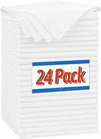Microfiber Cleaning Cloth, Shop Towels Bulk, 24 Pack White Microfiber Towels for Cars, All-Purpose Absorbent Cleaning Rags, Dust Cloth for Automotive, Mechanic, Garage, Bar, 12 x 11 inch