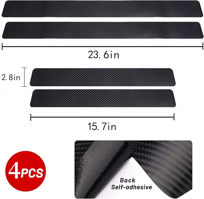 Car Door Sill Protector,4D Carbon Fiber Anti-Scratch Cover Strips,Universal Scuff Protective Door Threshold Guard Vinyl Sticker for Car Truck SUV(4PCS)