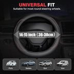 Car Steering Wheel Cover, Microfiber Leather Steering Wheel Covers with Anti-Slip Lining, Breathable Elastic Car Steering Wheel Protector, Universal Standard Size 14-15 inch