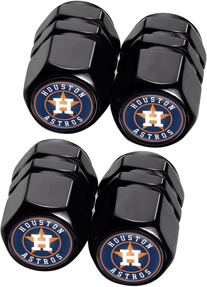 for Huston Astros Baseball Fans Car Keychain with Tire Valve Caps, Car Keyring and Valve Stem Caps Compatible with Key Fob Holder, Delicate Gifts for Men Women, Huston Astros