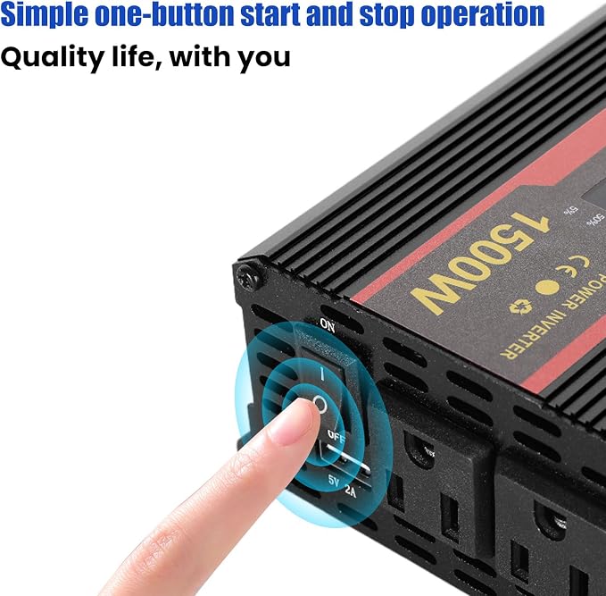 1500 Watt Power Inverter with LED Display,Dual AC Outlets,USB Port, 24V DC to 110V AC Converter Car Power Inverter for Vehicles, Car, RV, Truck, Off Grid Solar System, Outdoor Camping