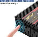1500 Watt Power Inverter with LED Display,Dual AC Outlets,USB Port, 12V DC to 110V AC Converter Car Power Inverter for Vehicles, Car, RV, Truck, Off Grid Solar System, Outdoor Camping