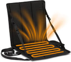 Heated Stadium Seat, Foldable, Lightweight with Carrying Strap, Foam Cushion for Comfort, Adjustable, Back Support, Multi-Functional Use As Stadium Seat or Seat Pad, Black Dyed Solid