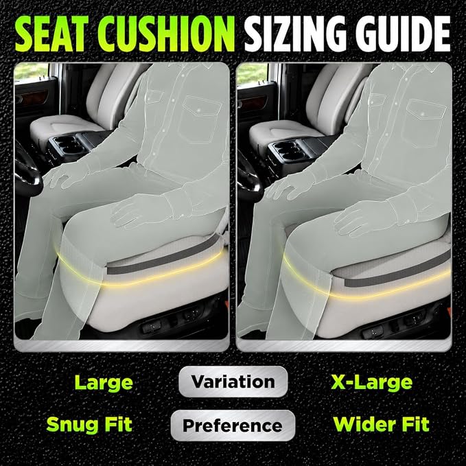 XL Truck Seat Cushion for Truck Driver Seat Cushion - Upgraded Back Support, CertiPUR-US® Certified - Thick Memory Foam, Pain Relief for Hours of Driving, Trucker Approved Big Rig - Gray