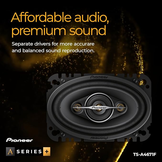 A-Series Standard TS-A4671F 4” x 6” 4-Way Speakers (Pair) – 210W Max, Balanced Sound + Smooth Treble, Enhanced Bass, Great Stock Replacement