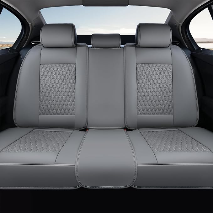 Coverado Rear Seat Covers, Leather Back Seat Cover for Car, Universal Waterproof Automotive Seat Cushion Protector for Most Cars Trucks SUV (Coffee)