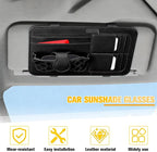 Car Sun Visor Organizer, Multifunctional Visor Storage Pouch with Sunglasses Holder & Card Sleeve Pocket, Auto Interior Organizer Pocket Bag for Pens Cards Documents, Universal Fit (Black)