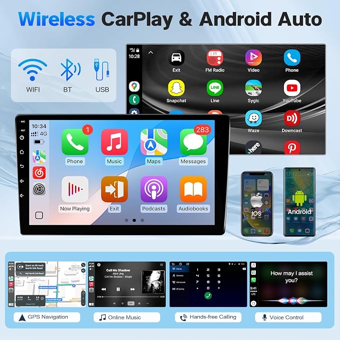 Radio for Toyota Sienna 2004-2010 (FIT JBL. and Big Screen) Stereo Wireless Carplay Android Auto, 9” Touch Screen for Sienna Android Bluetooth/Voice Control/GPS/WiFi/Back-up Camera/SWC/FM