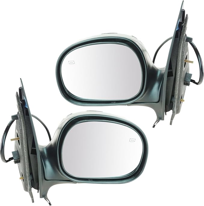 2 Piece Driver and Passenger Side Mirror Assembly Set Electric Adjustment Heated No Memory Chrome Compatible with 1997-2002 Ford Expedition FO1320159 FO1321159