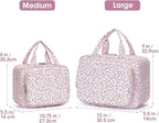Travel Toiletry Bag for Women Large Hanging Makeup Bag Organizer Toiletries Bag for Full Size Essentials Accessories Cosmetics (Pink Flower (Large))