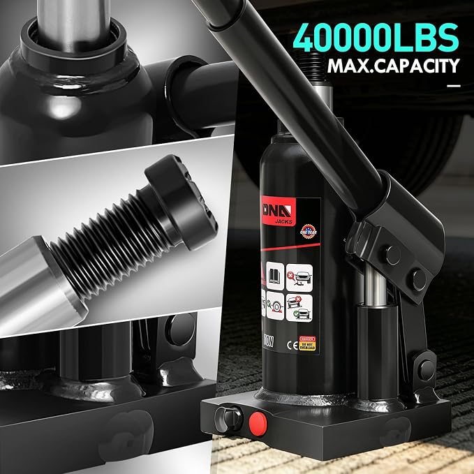 2 tons / 4000 lbs Lifting Automotive Welded Hydraulic Bottle Jack for Sedans Repair, with Manual Handle & Carrying Storage Case, Black