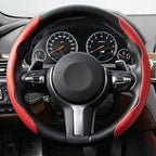 2PCS/Set Car Steering Wheel Cover, Leather Segmented Anti-Slip Automotive Wheel Protector, Soft Breathable Vehicle Steering Protection Covers, Universal Interior Accessories (Red)