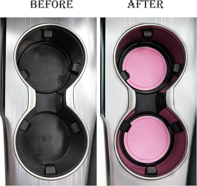 Car Cup Coaster, 4PCS Universal Non-Slip Cup Holders Embedded in Ornaments Coaster, Car Interior Accessories, Pink