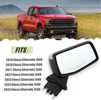 Right Passenger Side Mirror Compatible With 2019-2025 Chevy Silverado 1500 With Power Glass Manual Folding Heated Temperature Sensors Without Turn Signal Chrome Replace#GM1321583(7Pins）