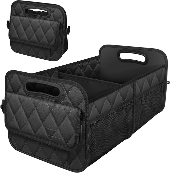 Car Trunk Organizer for SUV, Car Organizers and Storage with Reinforced Handles, Car Accessories for Women/Men 50LWaterproof Polyester Trunk Organizer, Black