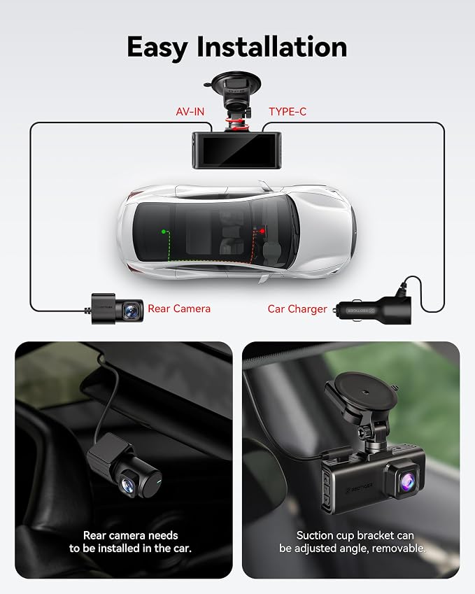 4K STARVIS 2 Dash Cam Front and Rear, 5GHz WiFi 20MB/s Download, 128GB Card Included, Voice Control, Dash Camera for Cars with 3.18" Touch Screen, GPS, Loop Recording, Parking Mode(F7N Touch)