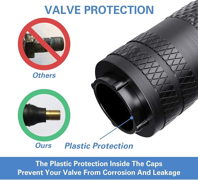 Tire Valve Stem Caps, Anodized Aluminum Tire Valve Cap Set, Corrosion Resistant, Universal Stem Covers for Cars Trucks Motorcycles SUVs and Bikes (Black-US)