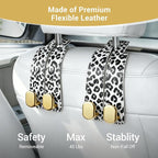 2 Pack Purse Hook for Car Headrest, Car Seat Back Storage Hook for Purses and Bags, Car Back Seat Headrest Purse Holder, Hanger Storage Organizer (Black Leopard)
