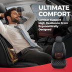 Car Seat Covers Front Seats - Luxury Breathable Waterproof Faux Leather Car Seat Cover Protectors with Lumbar Support, Universal Fit for Most 5 Seats Vehicles Sedans Hatchbacks Pick-ups, Black