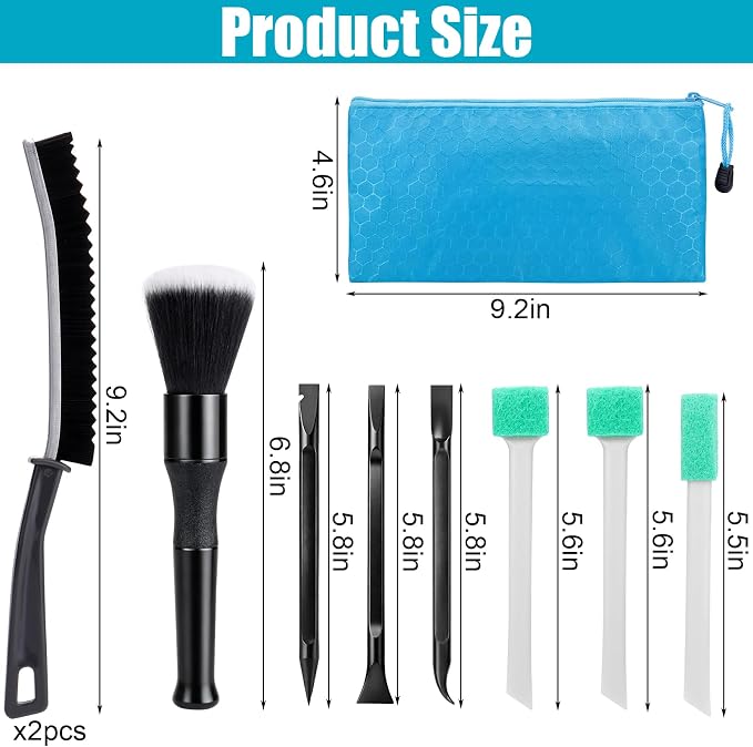 Car Detailing Kit Interior,Car Cleaning Interior Cleaner Brush Kit Tool,Car Care Detail & Clean Supplies Accessories Kits,Suitable for Auto,SUV,Truck,Sedan,Dashboard,Panel,10 Pcs Tools Sets