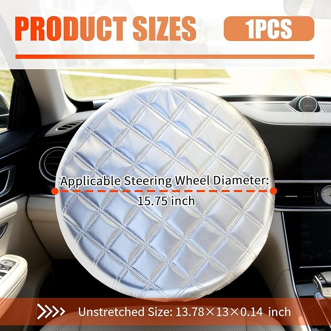 Car Steering Wheel Cover Sun Shade,3-Layer Aluminum Film Car Wheel Cover Protects Against Sun Damage,Universal Sterring Wheels Covers Cars Accessories for Cars,SUVs