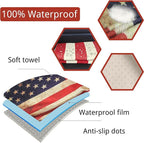 Waterproof Car Seat Cover for Front Seats, Protector for Cars SUVs Trucks, Sweat Towel Seat Covers Bucket for Gym,Workout,Beach,Hiking,Running (American Flag Red, 1PC)