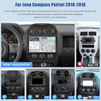 [8Core 6G+128G] Android 15 Car Radio for Jeep Compass Patriot 2010-2016 with Wireless Carplay Android Auto, 10 Inch HD Touchscreen Car Stereo with WiFi GPS Bluetooth5.0 FM/RDS 32EQ SWC