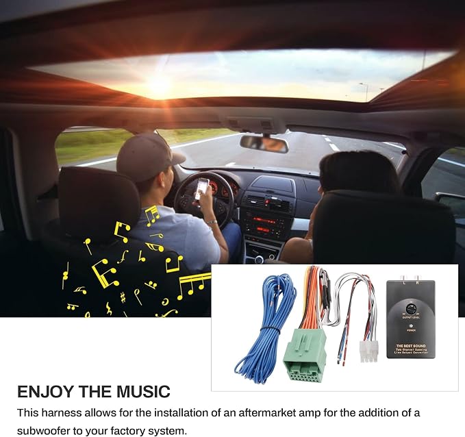 NuIth Add Amp Amplifier Subwoofer Interface Kit Fit for 2014-2021 GM Vehicles Chevy Silverado Camaro Yukon on Factory OEM Radio Stereo System 2-Channel RCA line Output Converter